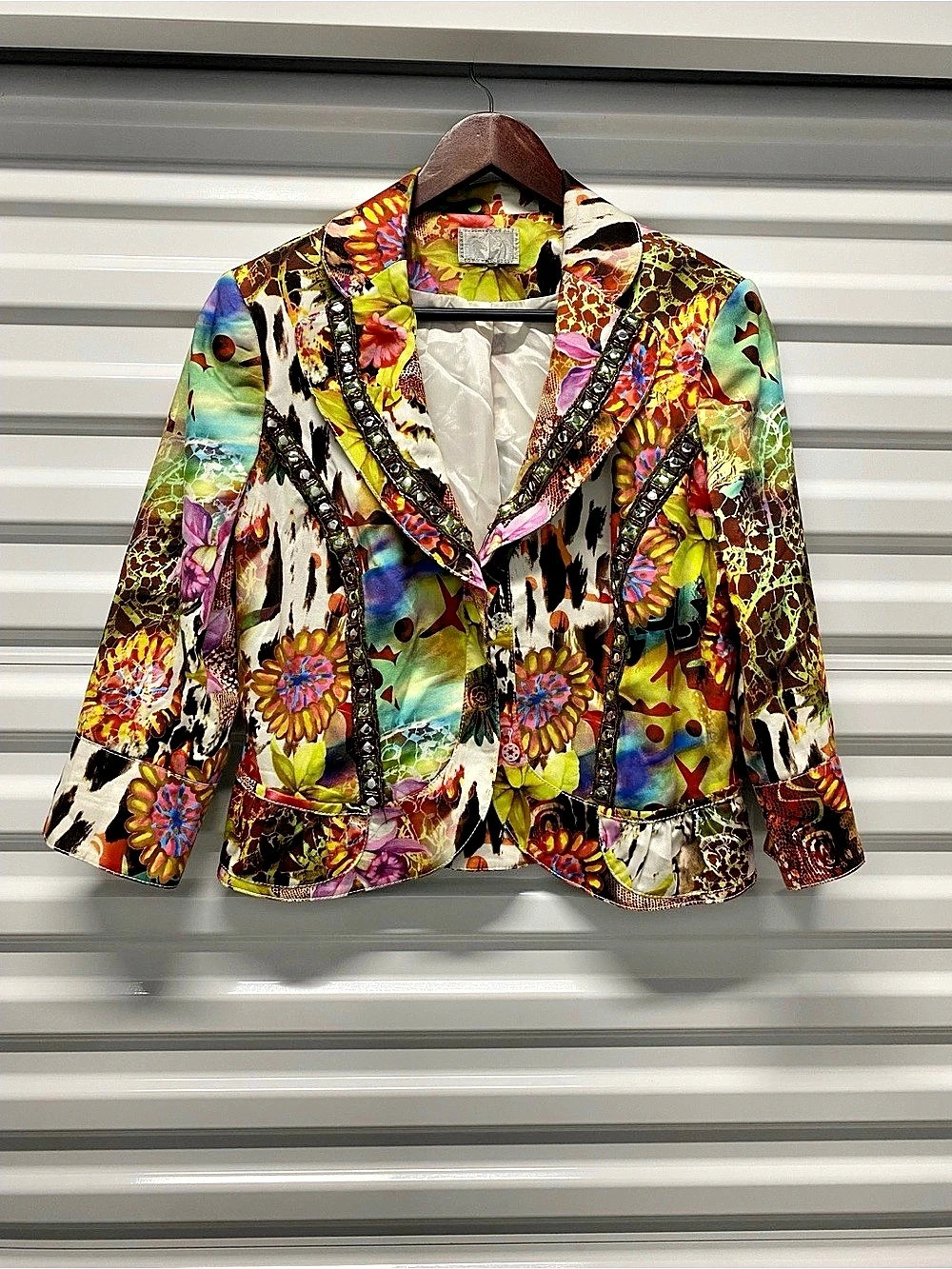 Alberto Makali Beaded Wild Colors Dress Jacket size M